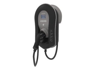 black zappi electric vehicle charger with tethered lead