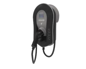 black zappi electric vehicle charger with tethered lead