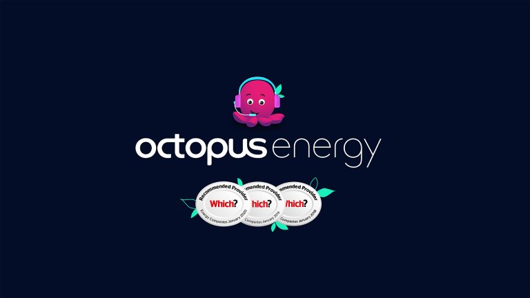OCTOPUS ENERGY AND WHICH TRUSTED PROVIDER LOGO ON DARK BLUE BACKGROUND