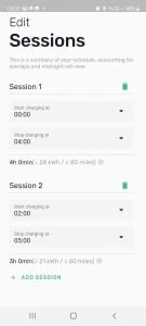 Scheduled charging options via Hypervolt app