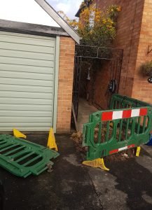 Driveway with bollards after works by Western Power