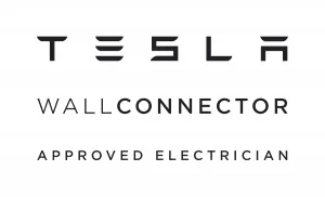 Black Tesla wall connector installer logo