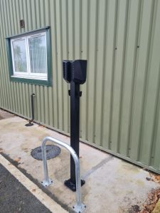 2 x EVCharge points installed on a single mounting post