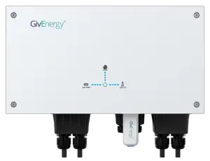 White GivEnergy AC inverter view from front