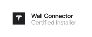 Tesla wall connector certified installer logo with black and grey text