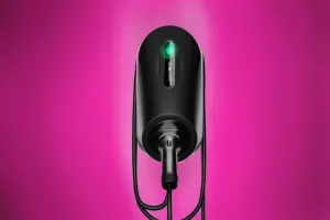 Myenergi Zappi GLO EV charger on pink backround