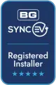 Blue BG sync EV installer logo